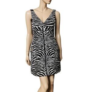 Michael Kors Made in Italy Size 4 Sleeveless Stretchy White Zebra Print Dress
